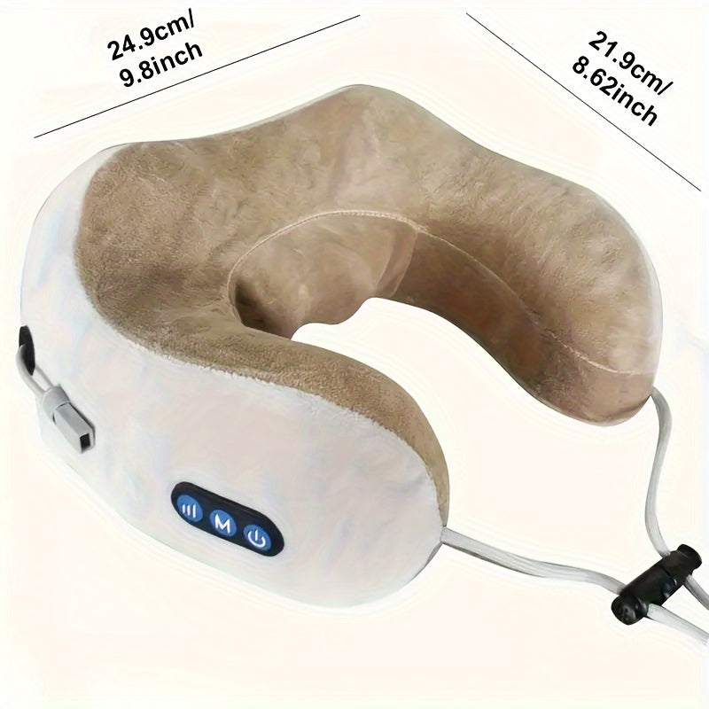 NovaRest U-formet nakkepude i memoryskum med vibrationsmassage, USB-genopladelig