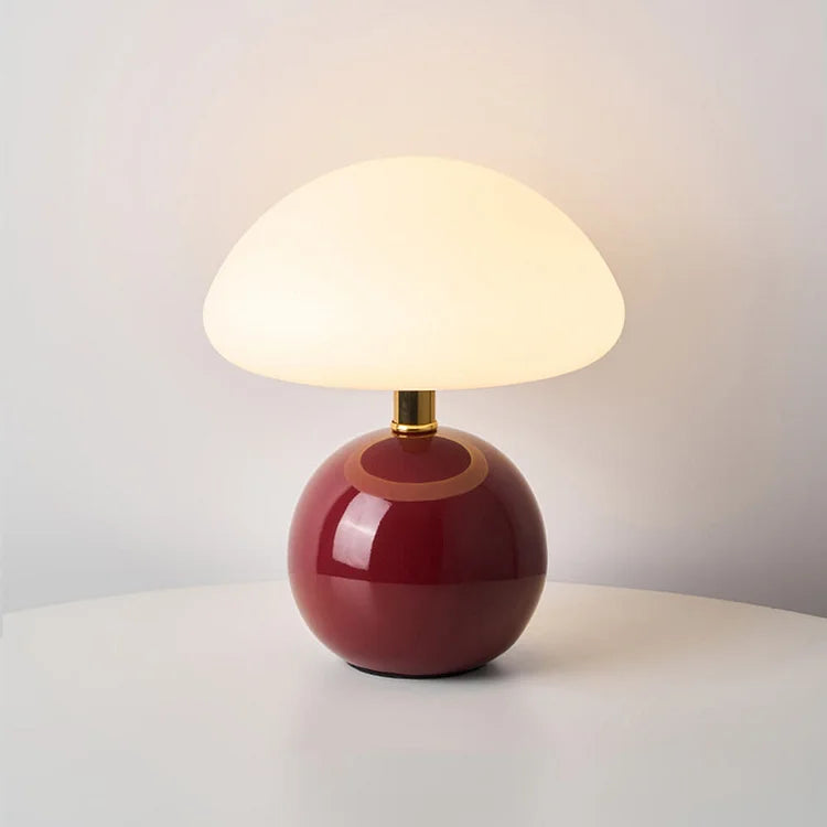Calvryn Ceramic Mushroom Table Lamp With Bauhaus-Inspired Curves