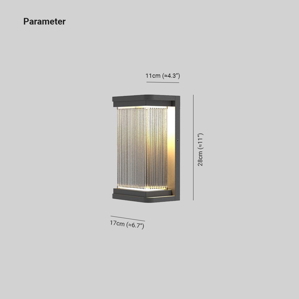 Ray Minimalist Rectangular Glass Outdoor Wall Lamp, Black | Fioriscas
