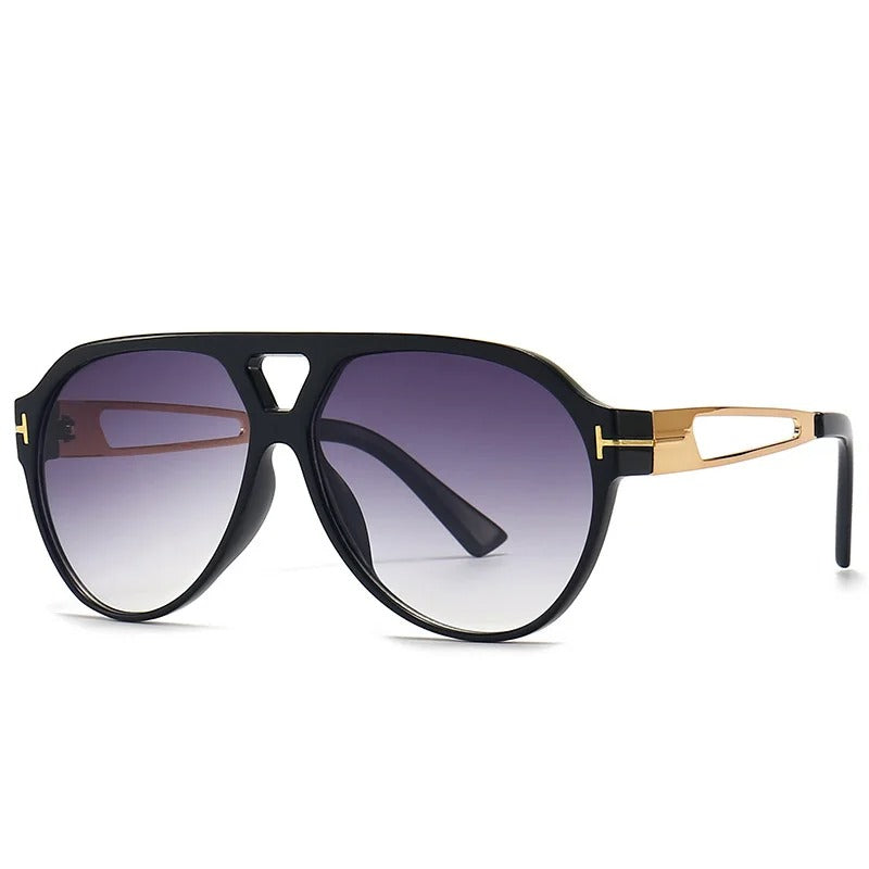 Kirella Gold-Accent Aviator Sunglasses With UV-Protective Lenses