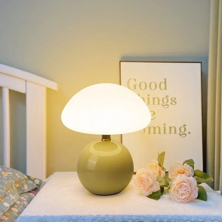 Calvryn Ceramic Mushroom Table Lamp With Bauhaus-Inspired Curves