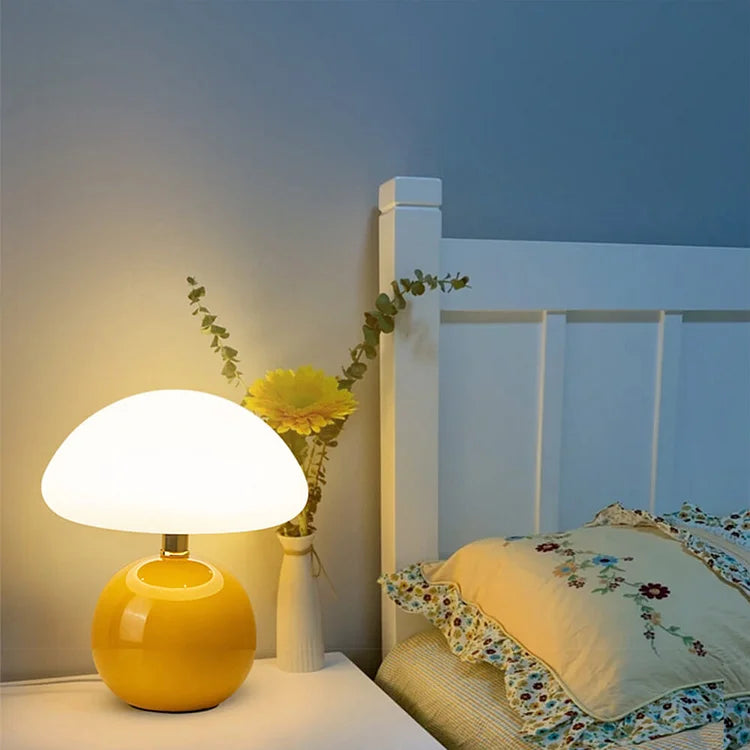 Calvryn Ceramic Mushroom Table Lamp With Bauhaus-Inspired Curves
