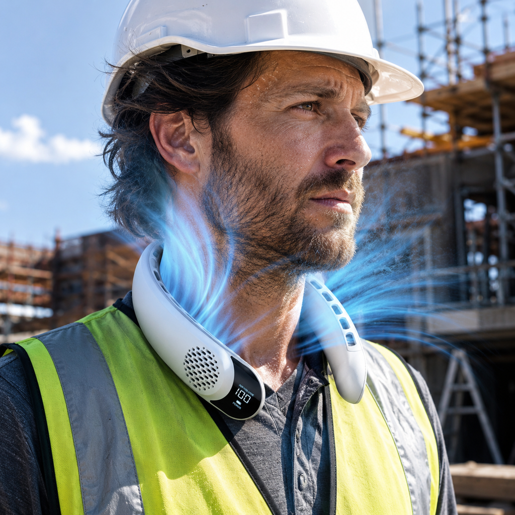 Přenosný ventilátor na krk WorkCool s dobíjením a digitálním displejem
