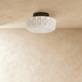 Aurora Vintage Inspired Sunburst Glass Flush Mount Ceiling Light With Beaded Trim