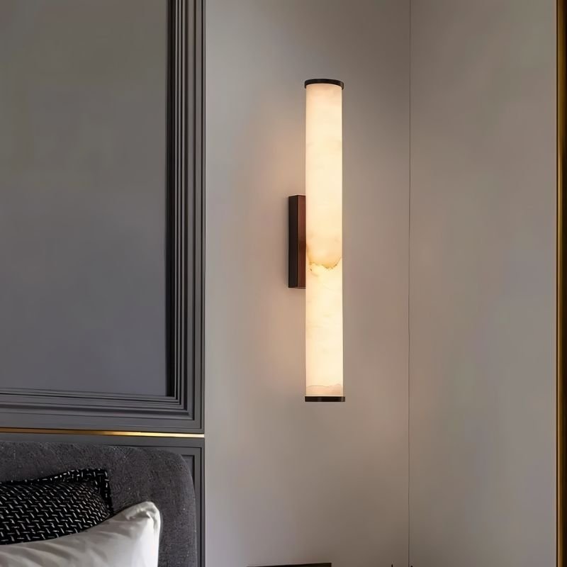 Aurelia Alabaster Glow Wall Lamp With Solid Brass Base