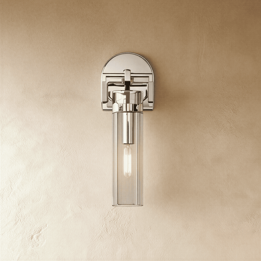 OrionGlass zylindrische Wandleuchte mit Schmiedeeisen-Finish