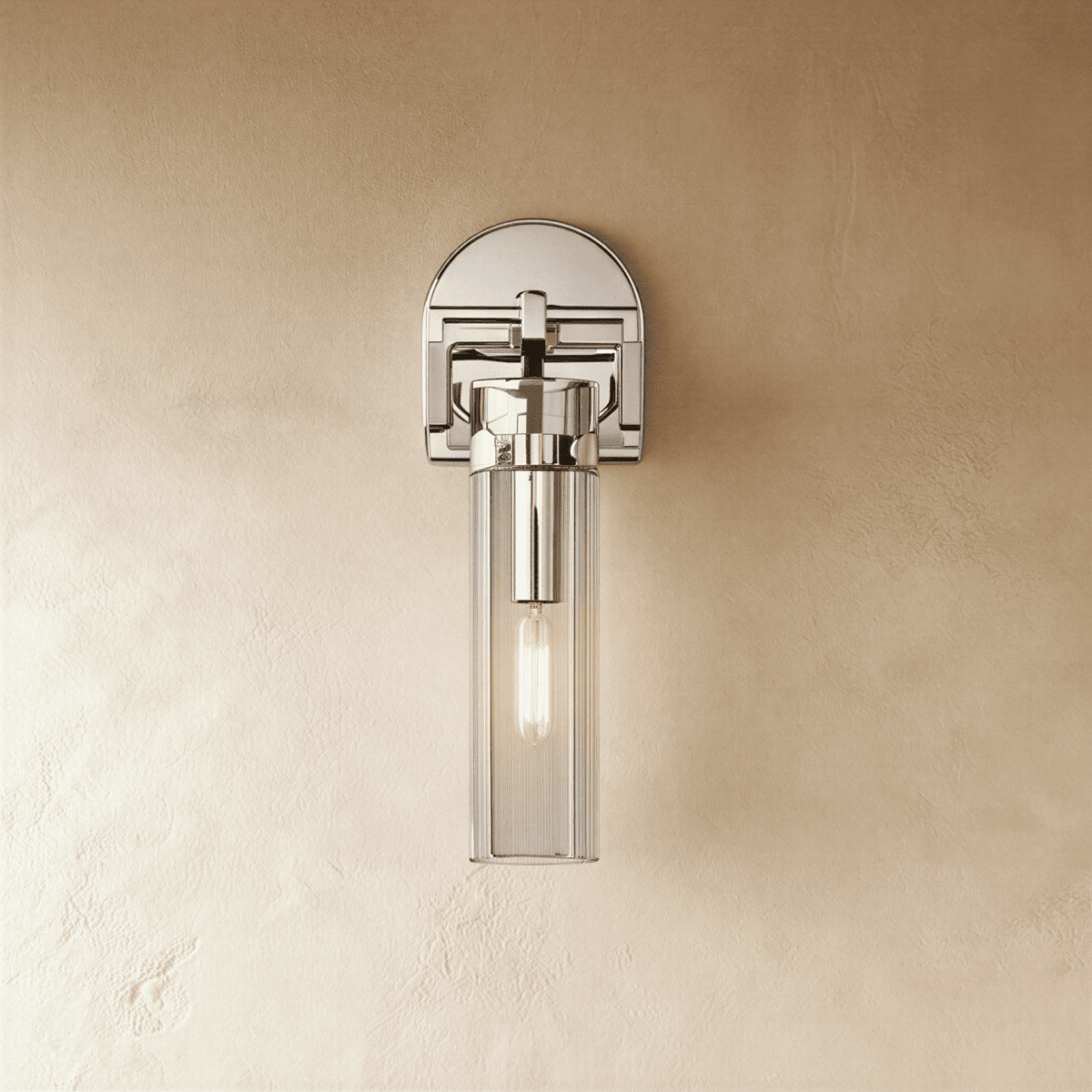 OrionGlass zylindrische Wandleuchte mit Schmiedeeisen-Finish