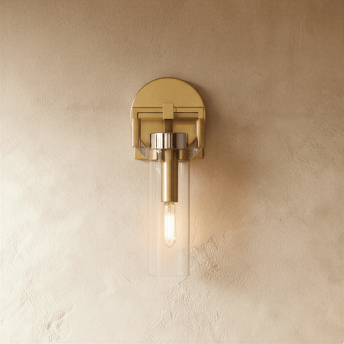 OrionGlass zylindrische Wandleuchte mit Schmiedeeisen-Finish