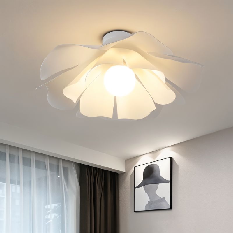 FloraGlow Bloom Ceiling Light With White Acrylic Shade And Modern Wave Design