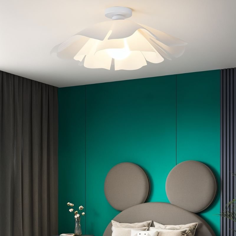 FloraGlow Bloom Ceiling Light With White Acrylic Shade And Modern Wave Design