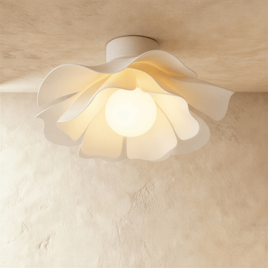 FloraGlow Bloom Ceiling Light With White Acrylic Shade And Modern Wave Design