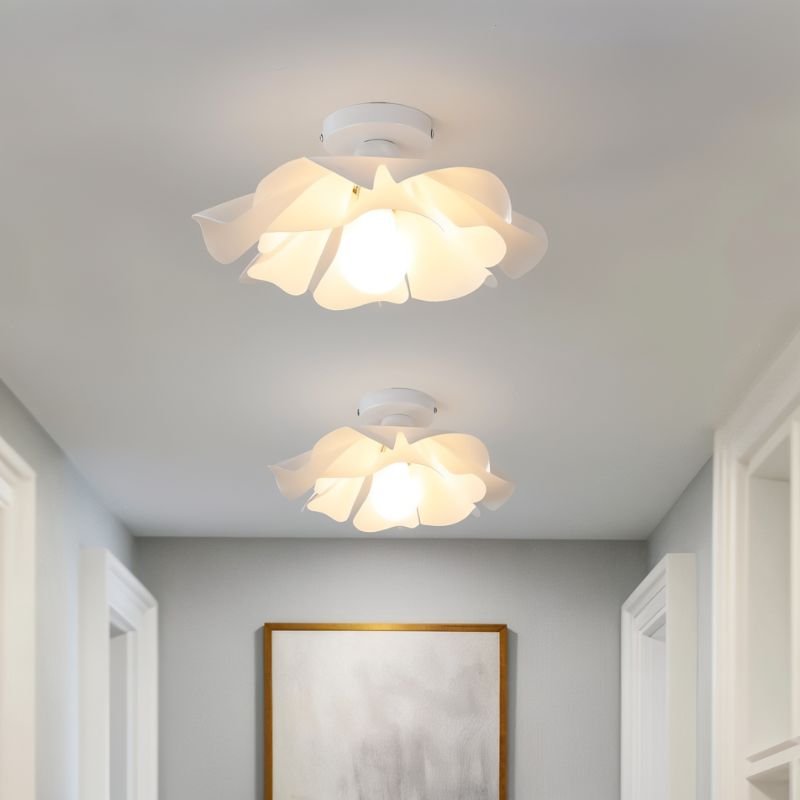 FloraGlow Bloom Ceiling Light With White Acrylic Shade And Modern Wave Design
