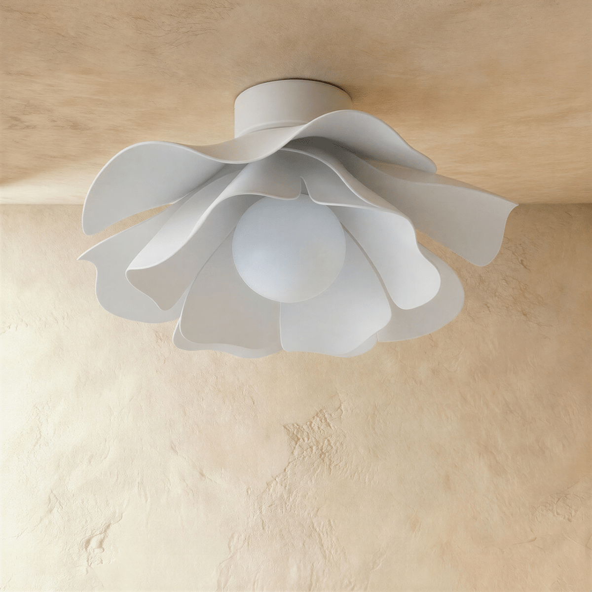 FloraGlow Bloom Ceiling Light With White Acrylic Shade And Modern Wave Design