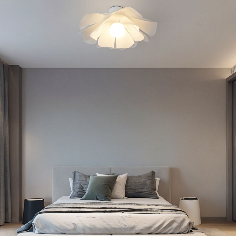 FloraGlow Bloom Ceiling Light With White Acrylic Shade And Modern Wave Design