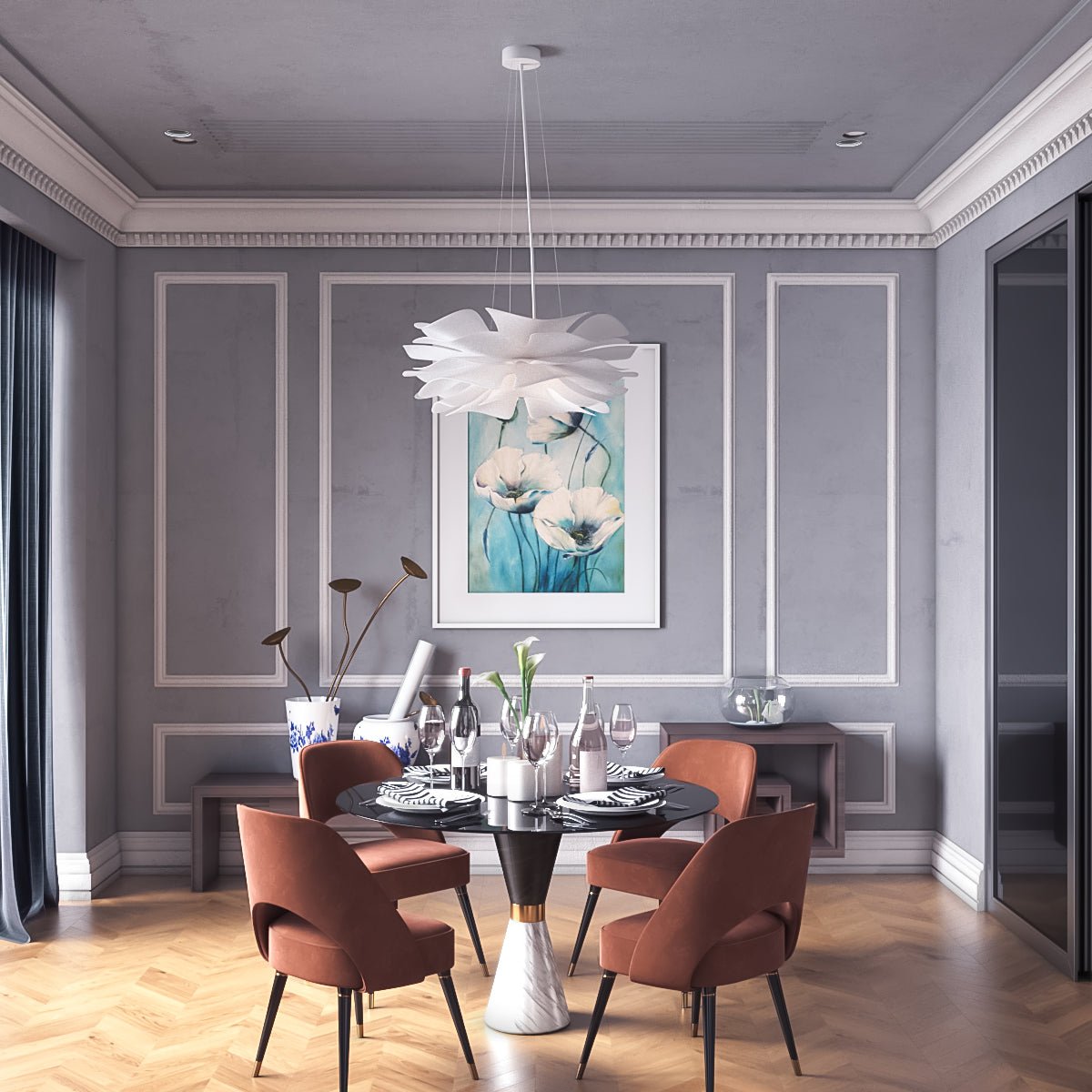Petalia Bloom White Acrylic Chandelier For Modern Interiors