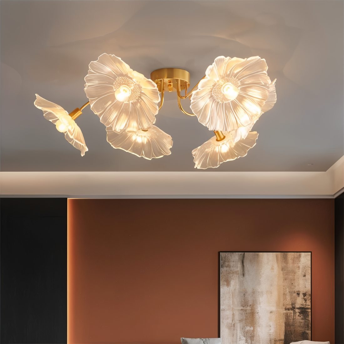 Blossom Glass Flower Ceiling Light With Soft Diffused Illumination
