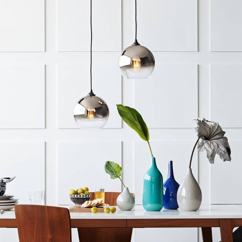 Aurora Glass Pendant Light With Ombre Finishes In Champagne Silver Rose Gold