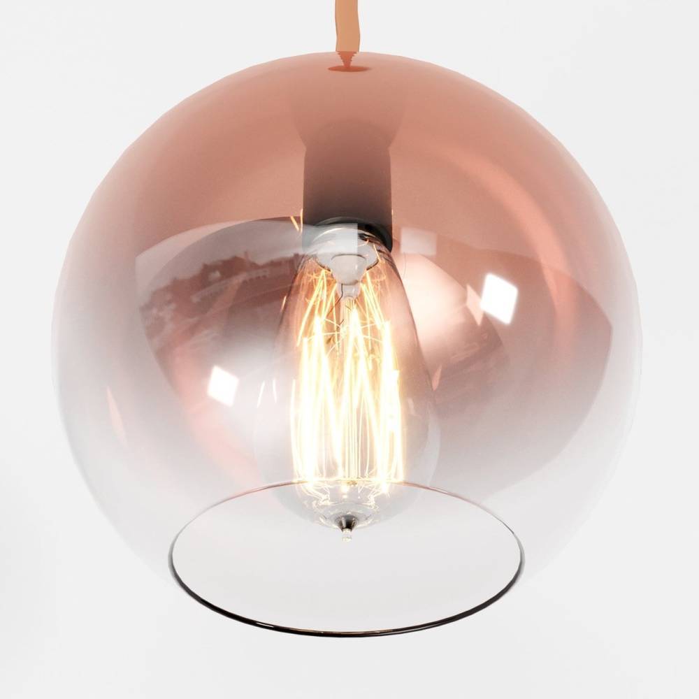 Aurora Glass Pendant Light With Ombre Finishes In Champagne Silver Rose Gold