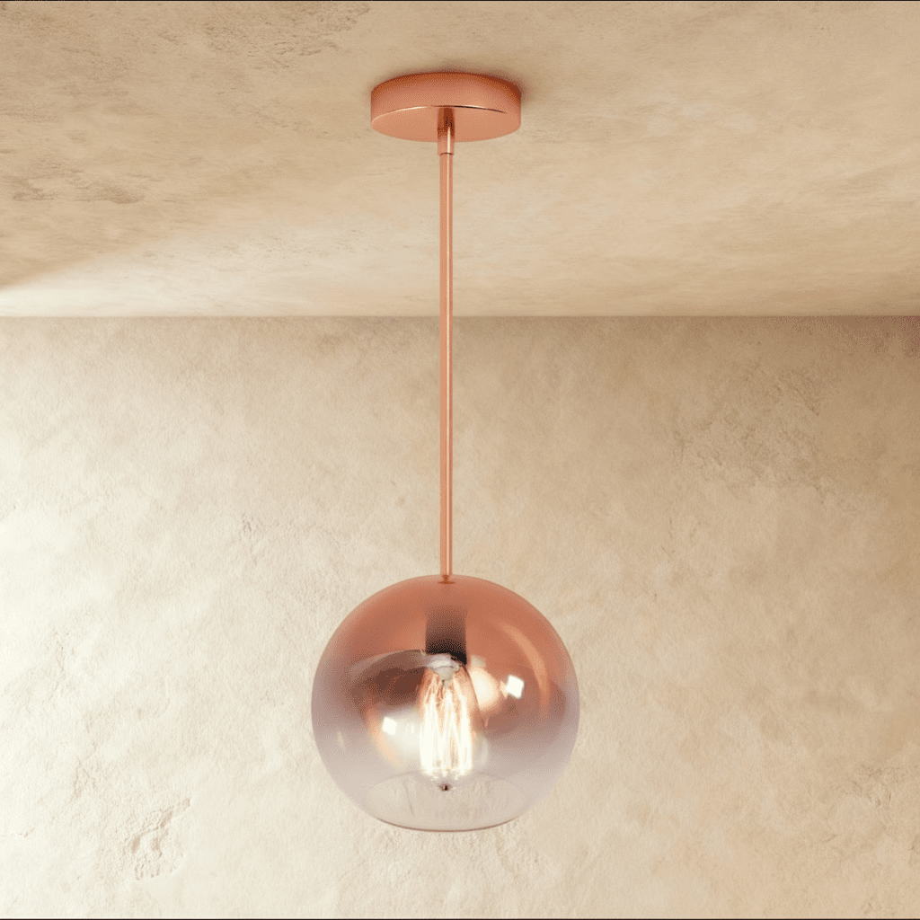 Aurora Glass Pendant Light With Ombre Finishes In Champagne Silver Rose Gold
