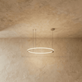 Radiant Copper Ring LED Chandelier With Floating Circular Orbits