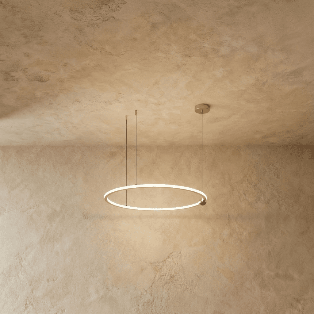 Radiant Copper Ring LED Chandelier With Floating Circular Orbits