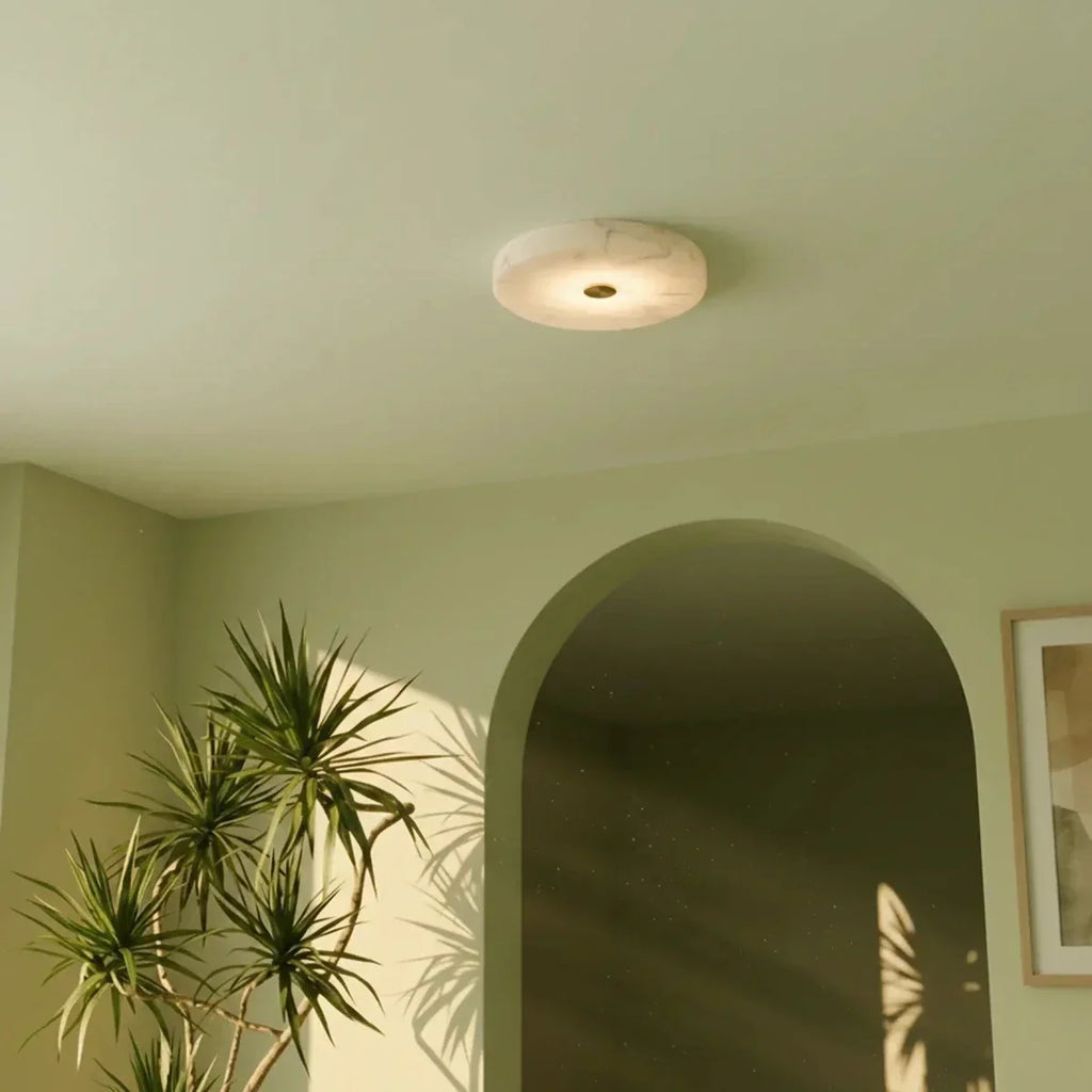 Luma Vein Alabaster Ceiling Light With Copper Accent