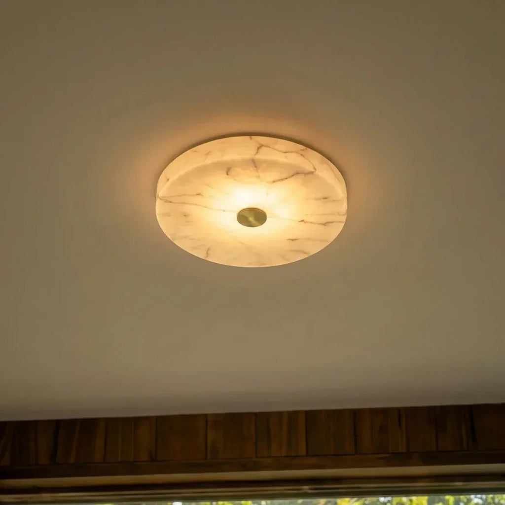 Luma Vein Alabaster Ceiling Light With Copper Accent