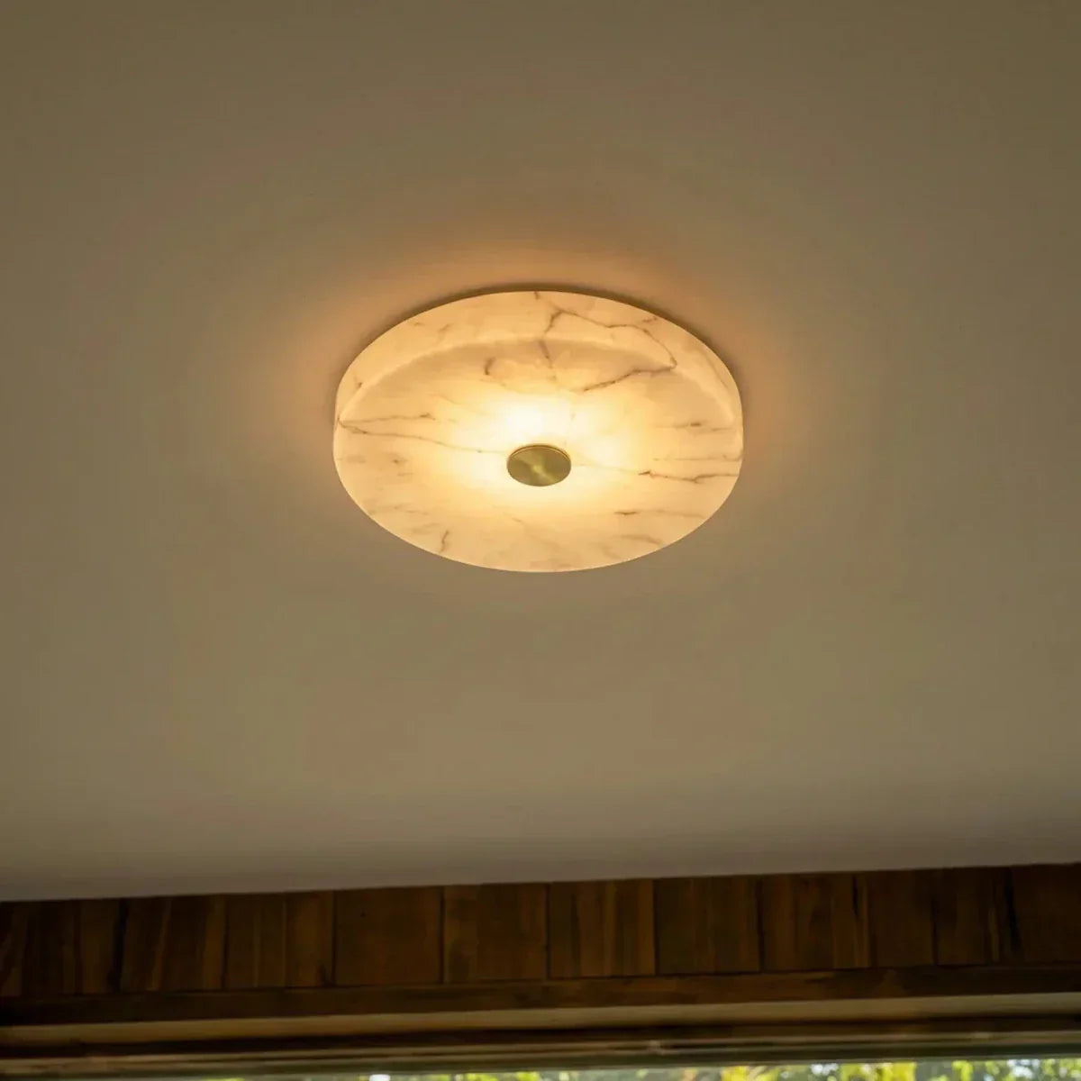 Luma Vein Alabaster Ceiling Light With Copper Accent