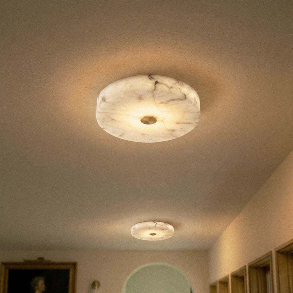 Luma Vein Alabaster Ceiling Light With Copper Accent