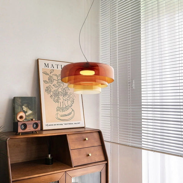 FjordLumen Glass Pendant Light, Warm LED Glow, Multi-Tier Design