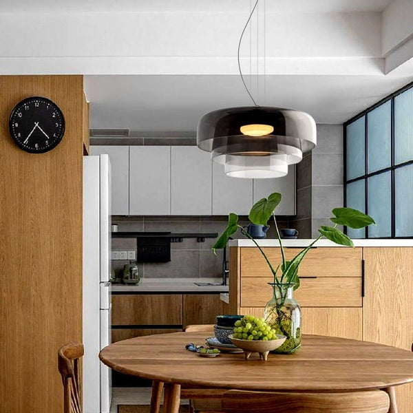 FjordLumen Glass Pendant Light, Warm LED Glow, Multi-Tier Design