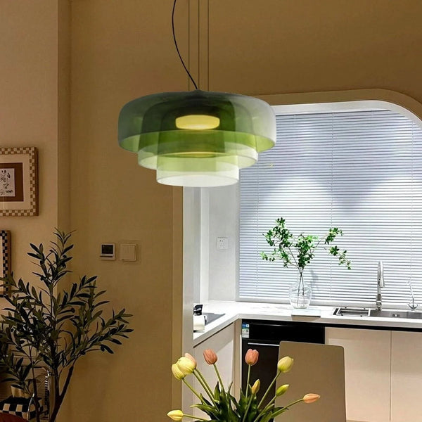 FjordLumen Glass Pendant Light, Warm LED Glow, Multi-Tier Design