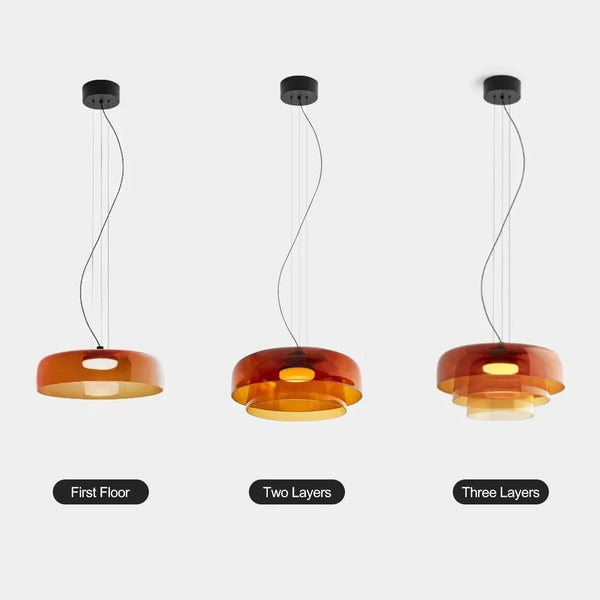 FjordLumen Glass Pendant Light, Warm LED Glow, Multi-Tier Design