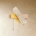 Emberwood Travertine Wall Lamp with Warm Wood Tone