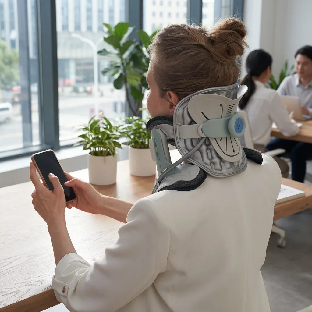 Collar de tracción cervical inflable con soporte de aire de 8 cámaras