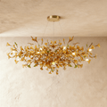 Lumen Leaf Copper Glass Pendant Chandelier With LED Glow