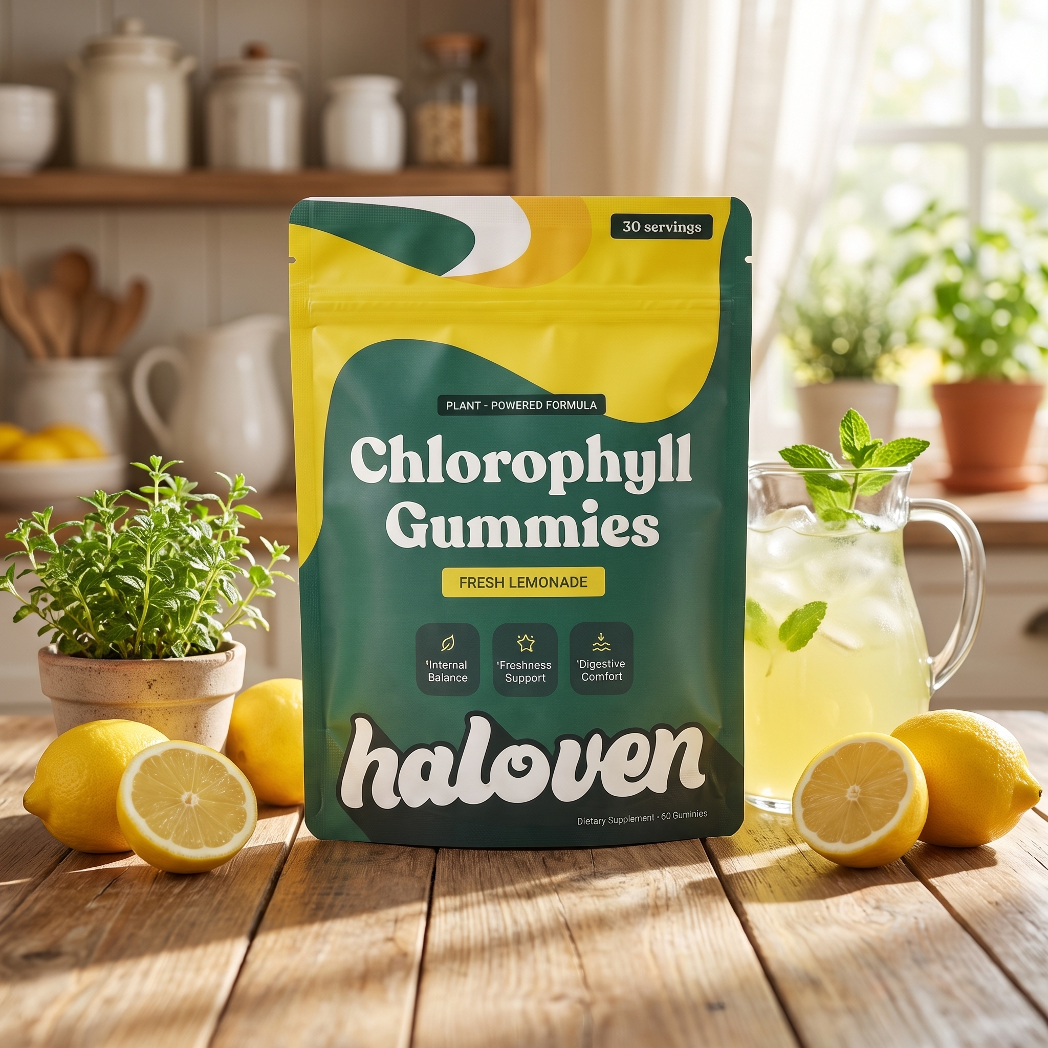 Denní chlorofylové želé pro svěží dech a podporu zdraví střev