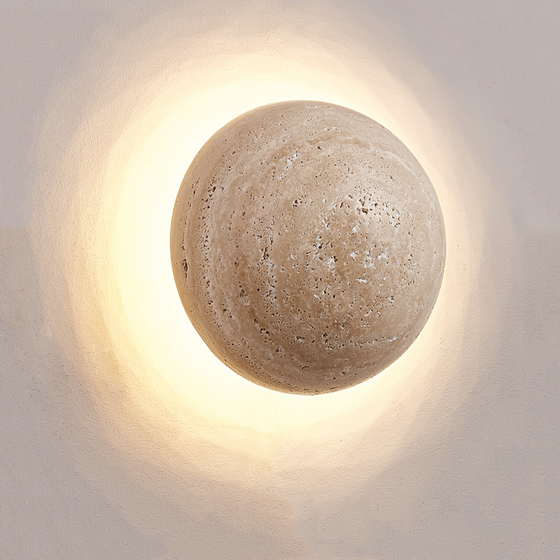 Asterra Travertine Wall Light, Cream Finish, Nordic Minimalist Style