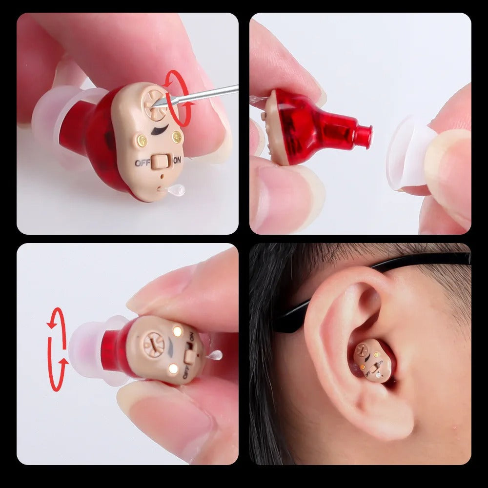 AureaSilk Amplificateur audio intra-auriculaire discret, rechargeable, avec conversations claires
