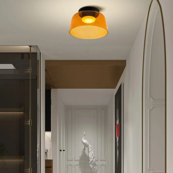 Handgefertigte Glasdeckenleuchte, nordisches Lumenweave-Design mit mehreren Ebenen