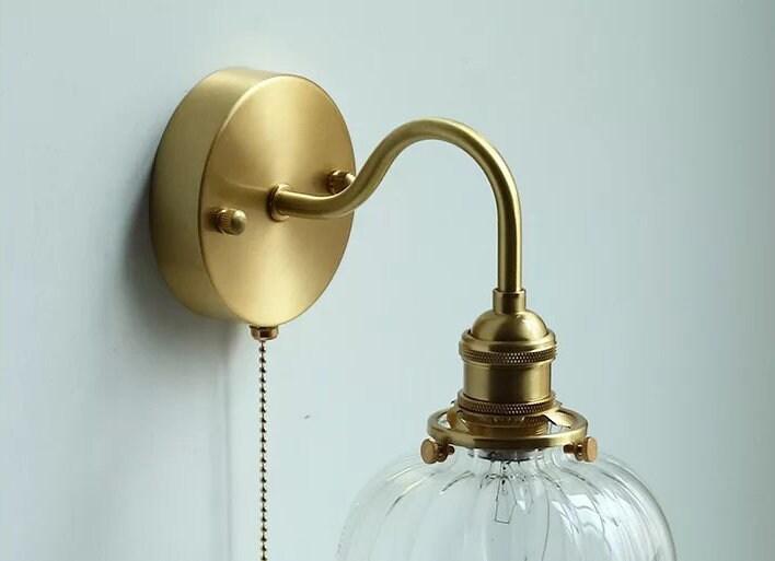 Wall Light With Vintage-Style Glass Globe Shade In Clear, Milky Or Blue