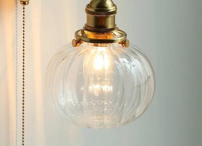 Wall Light With Vintage-Style Glass Globe Shade In Clear, Milky Or Blue