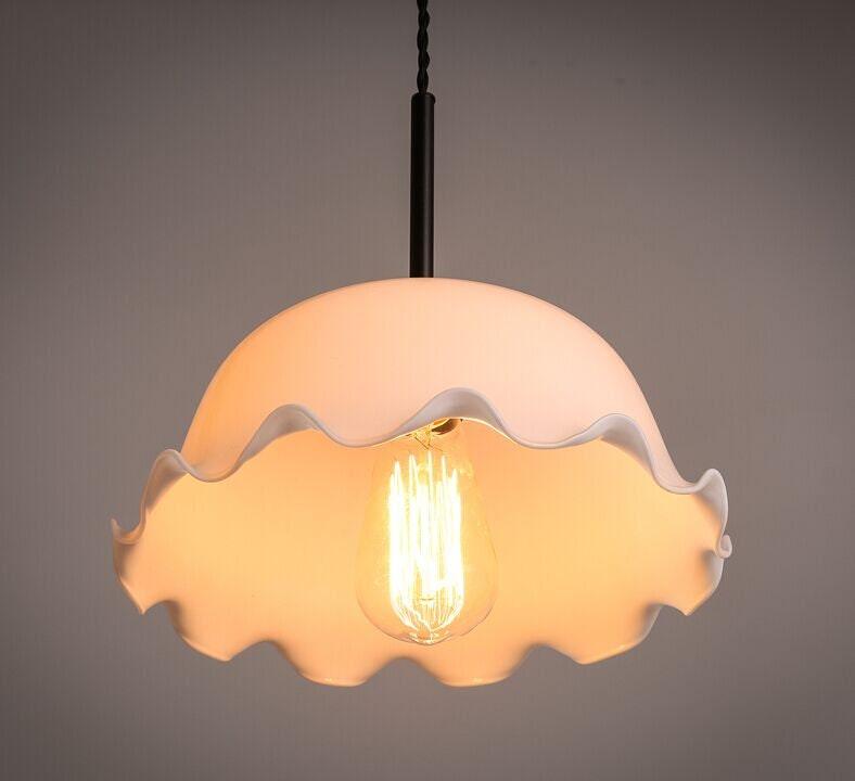 Aurelle Pendant Light, Handkerchief-Style Opaline Glass Shade, Ships With Bulb