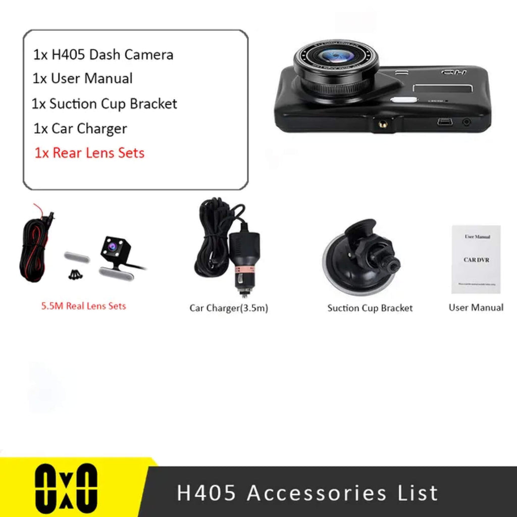 Kojelautakamera kahdella etu- ja takakameralla, 1080P ja 4 tuuman LCD-näyttö