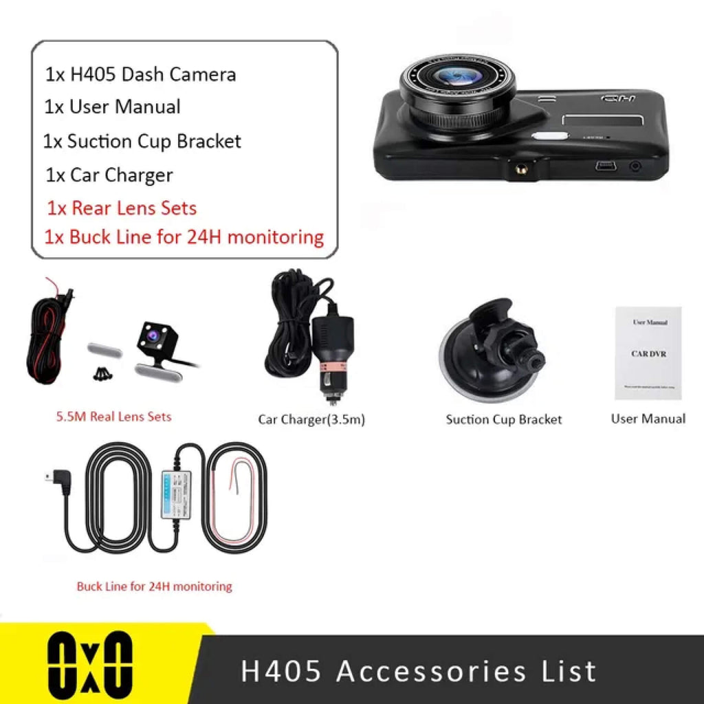 Kojelautakamera kahdella etu- ja takakameralla, 1080P ja 4 tuuman LCD-näyttö