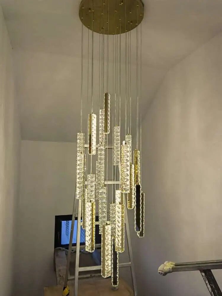 Crystal Chandelier With LED Lighting for Stairwells and Entryways, Orabella
