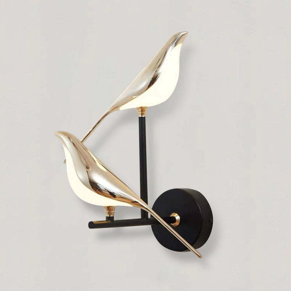 Wall Light, Gold-Plated Hummingbird In Cast Iron And Aluminium