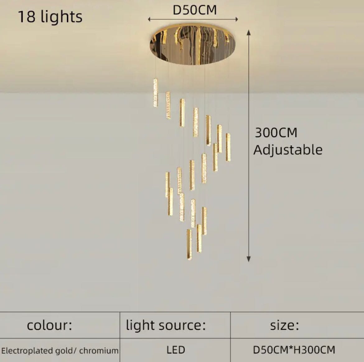 Crystal Chandelier With LED Lighting for Stairwells and Entryways, Orabella
