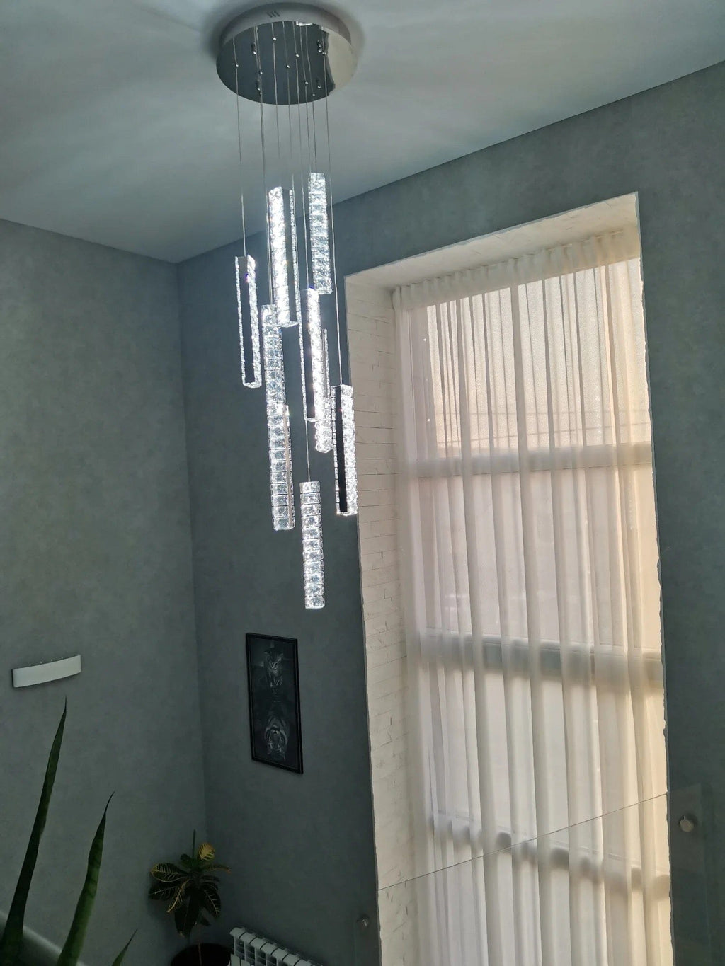Crystal Chandelier With LED Lighting for Stairwells and Entryways, Orabella