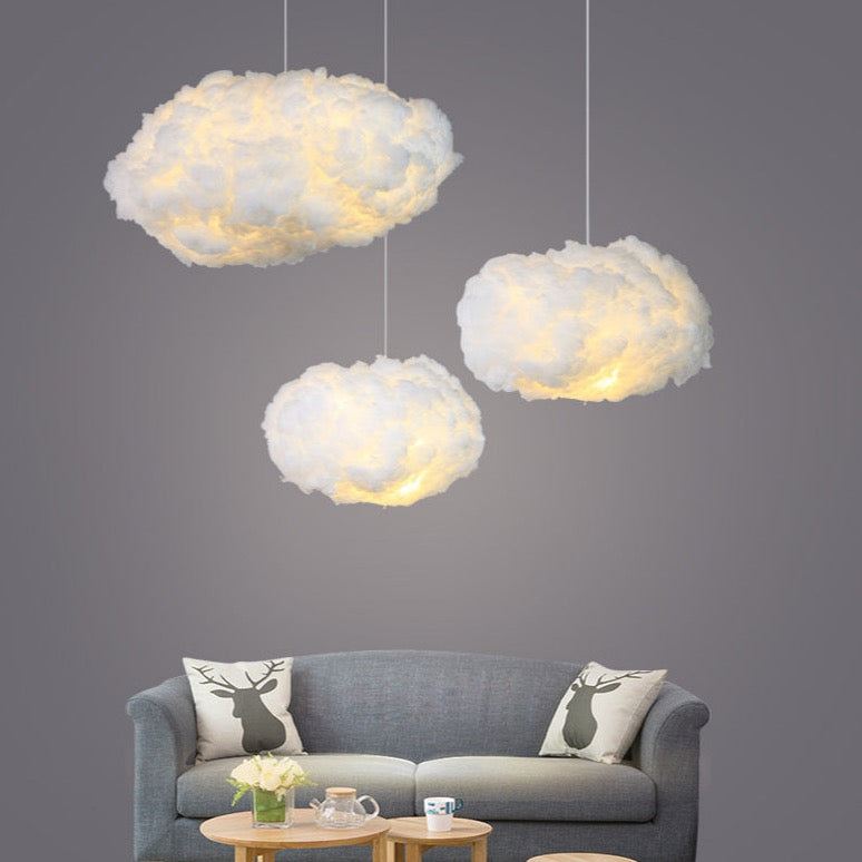 Lampa wisząca sufitowa LumaCloud z bawełnianym kloszem i dyfuzorem, delikatne ciepłe światło